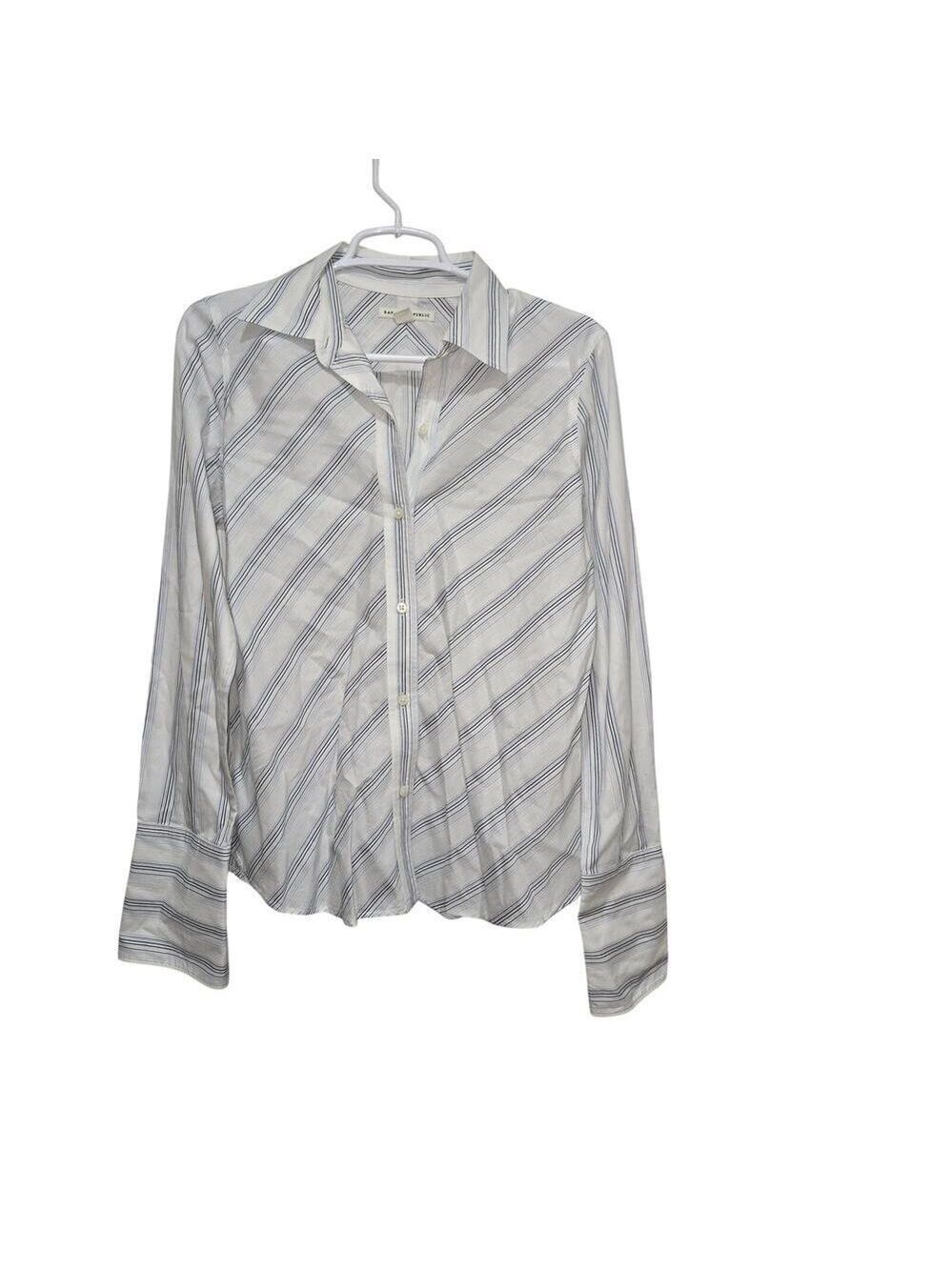 Banana Republic Chevron Stripe Cotton Blouse Medium Y2K Office